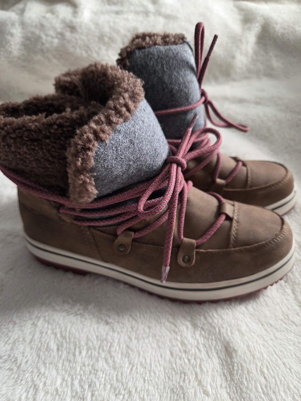 Maurices Women's Brown Winter Boot with Pink Laces